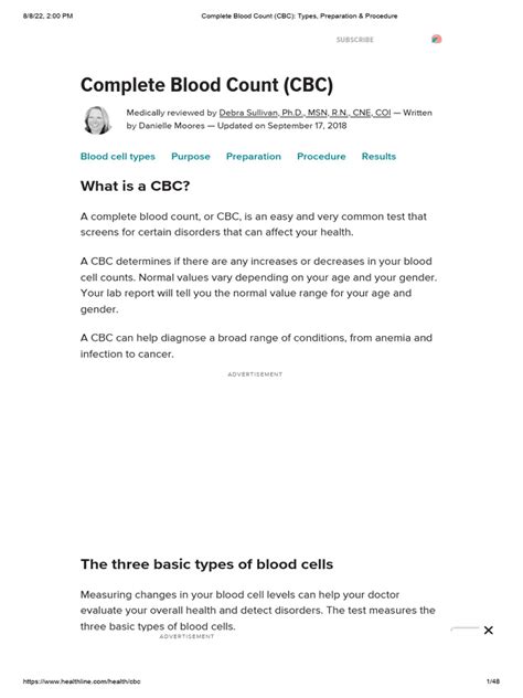 Complete Blood Count (CBC): Types, Preparation & Procedure .